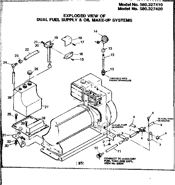 Craftsman 580327420 dual fuel supply & oil make-up systems diagram
