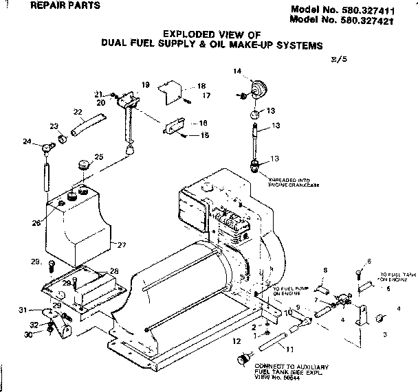 Craftsman 580327411 dual fuel supply & oil make-up systems diagram