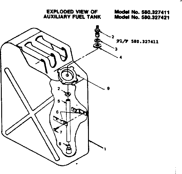Craftsman 580327411 auxilary fuel tank diagram