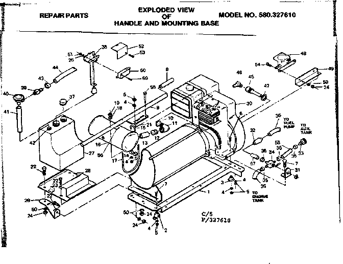 Craftsman 580327620 commercial portable alternators/handle and mounting base diagram