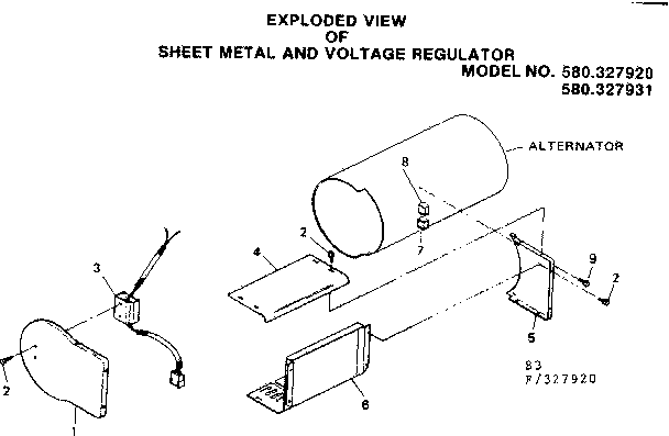 Craftsman 580327920 sheet metal and voltage regulator diagram