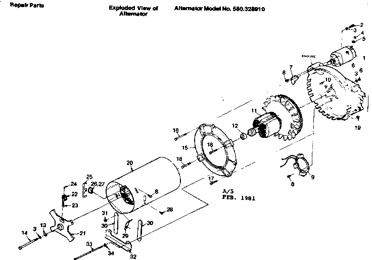 Craftsman 580328910 alternator diagram