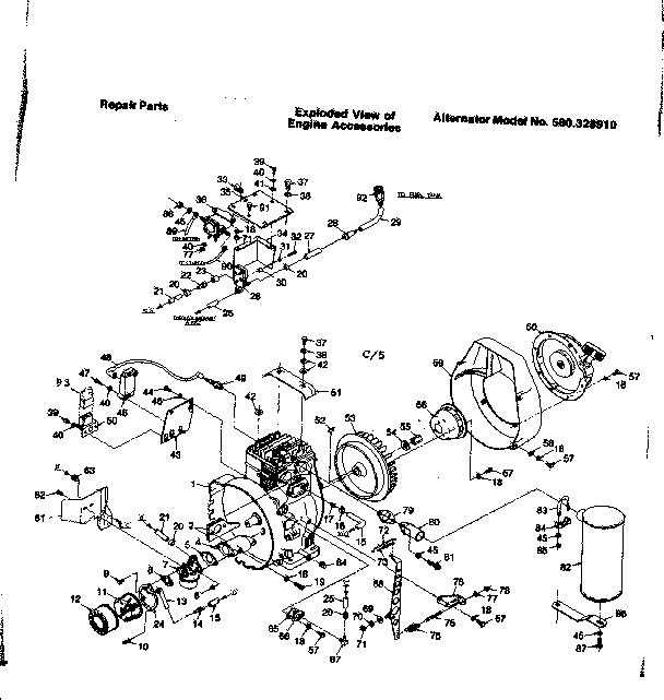 Craftsman 580328910 engine accessories diagram
