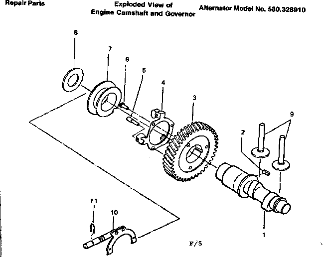 Craftsman 580328910 engine camshaft and governor diagram
