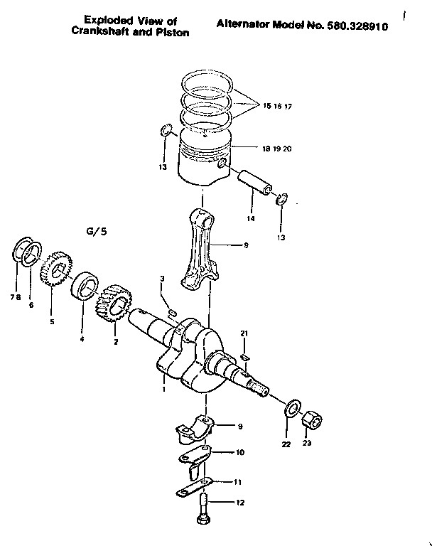 Craftsman 580328910 crankshaft and piston diagram