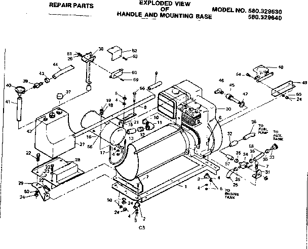 Craftsman 580329640 handle and mounting base diagram