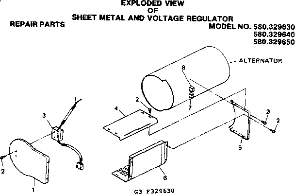 Craftsman 580329640 sheet metal and voltage regulator diagram