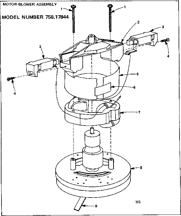 Craftsman 75817844 motor-blower diagram