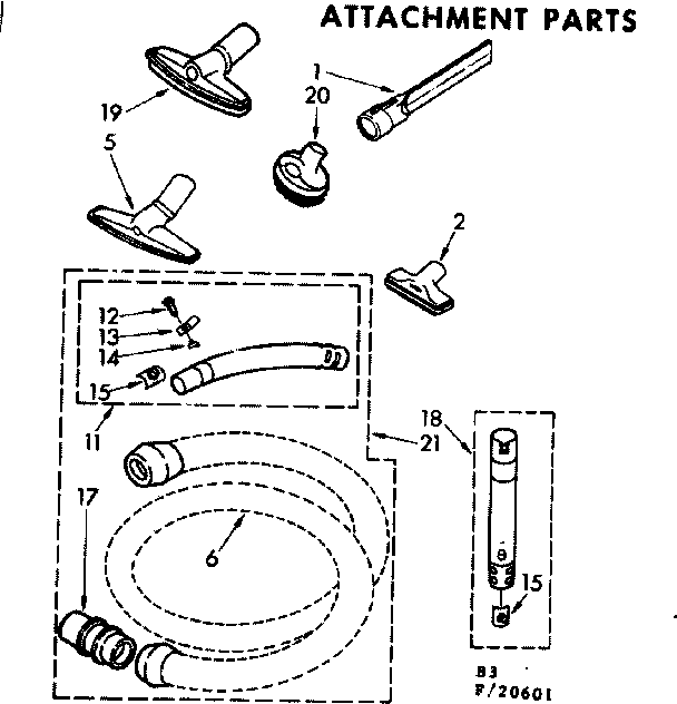 Kenmore 11620601 attachment parts diagram