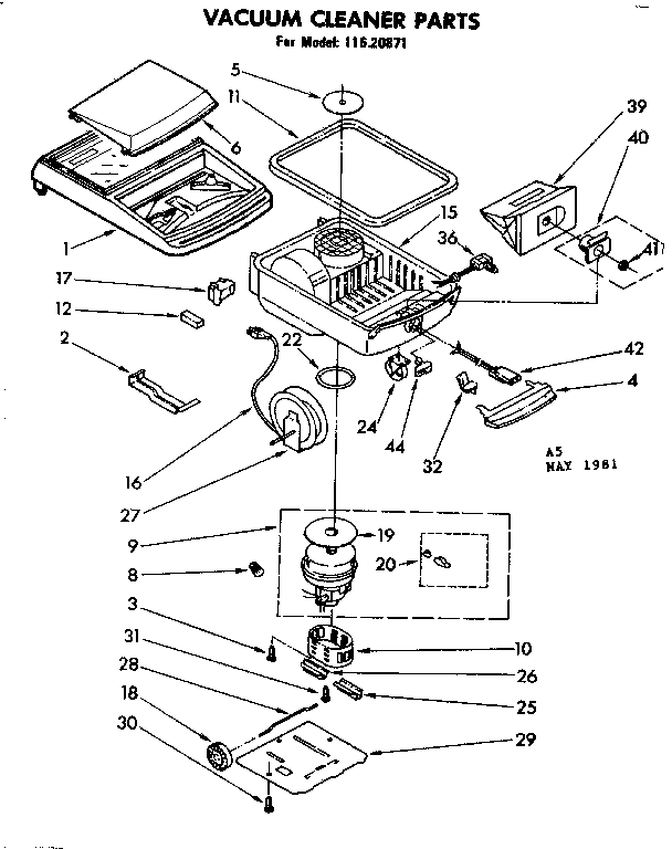 Kenmore 11620871 base assembly diagram