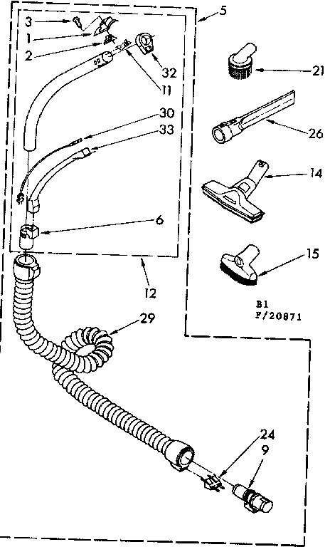 Kenmore 11620871 attachment parts diagram