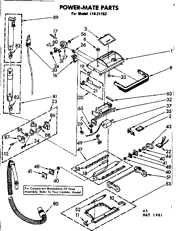 Kenmore 11621152 powermate parts diagram
