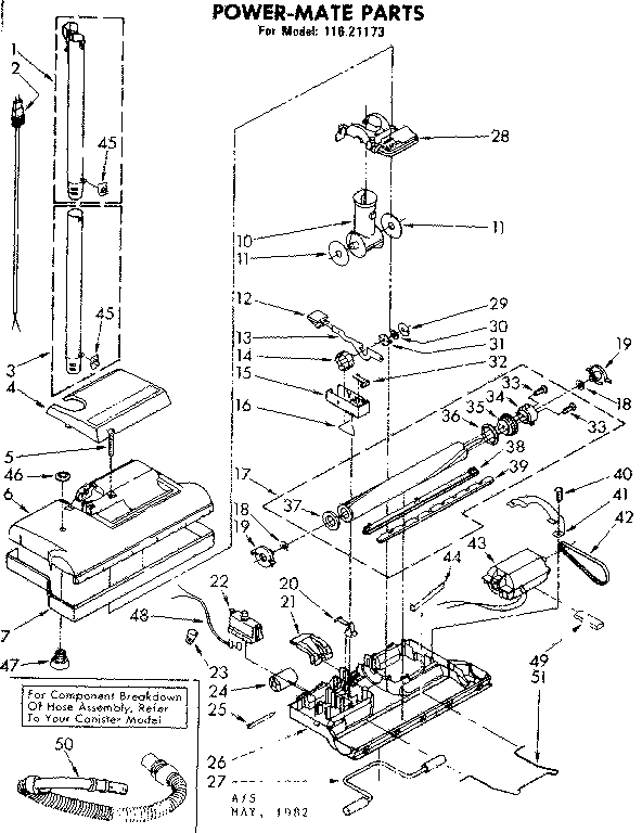 Kenmore 11621173 powermate parts diagram