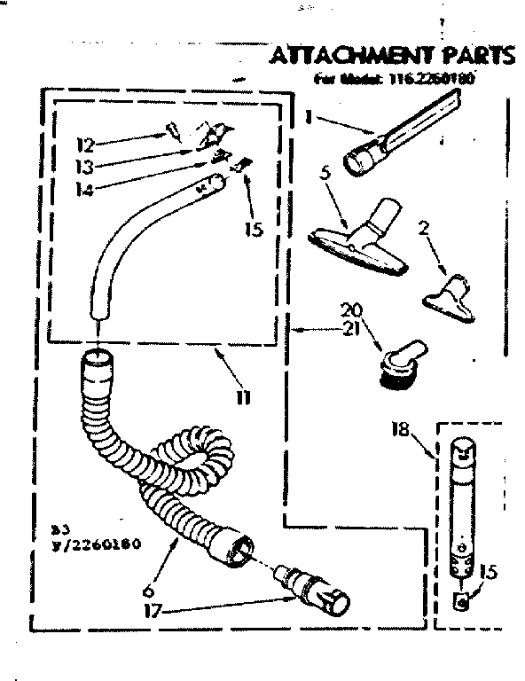 Kenmore 1162260180 attachment parts diagram