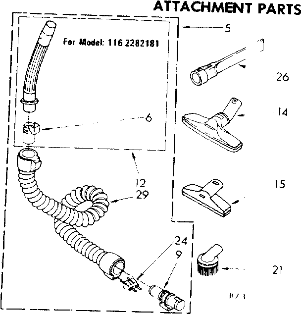 Kenmore 1162282181 attachment parts diagram