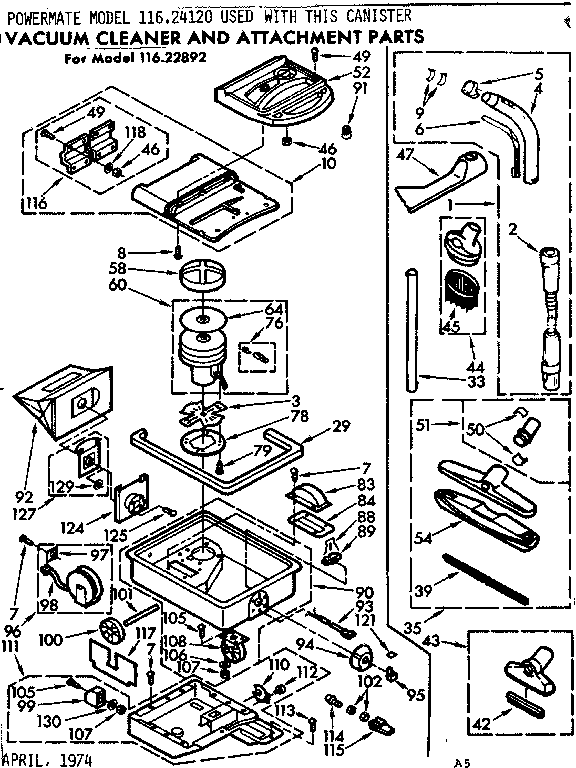 Kenmore 11622892 unit parts diagram