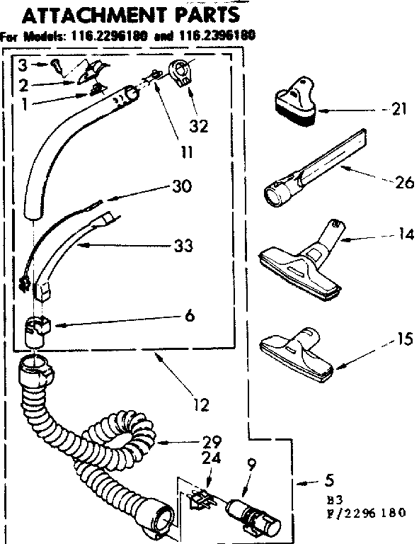 Kenmore 1162396180 attachment parts diagram