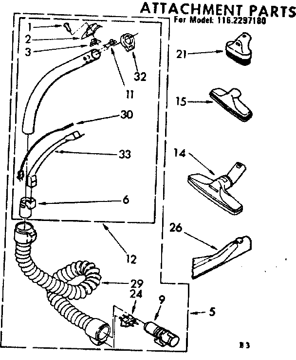 Kenmore 1162297180 attachment parts diagram