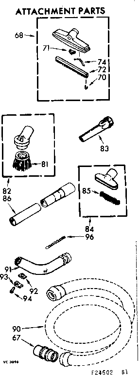 Kenmore 11624502 attachment parts diagram