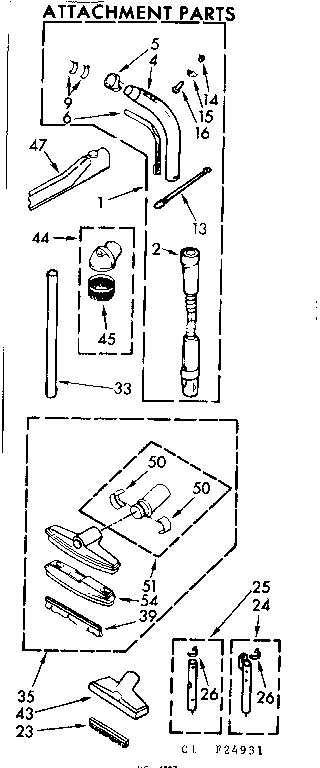 Kenmore 11624931 attachment parts diagram