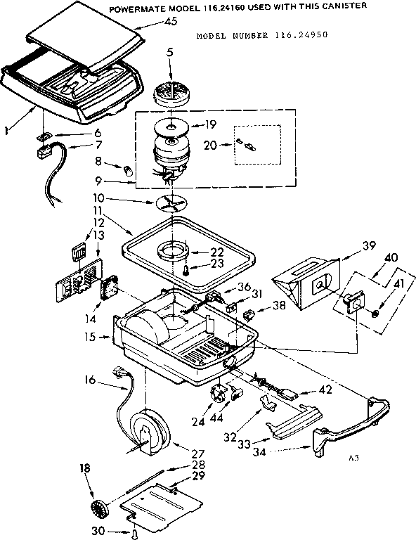 Kenmore 11624950 attachment parts powermate diagram