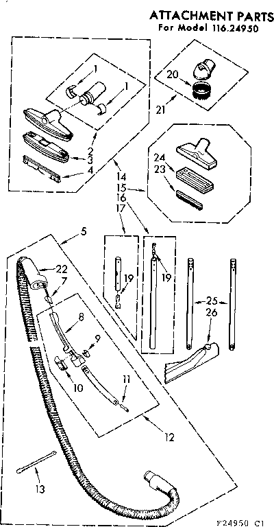 Kenmore 11624950 attachment parts diagram