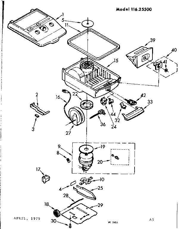 Kenmore 11625500 base assembly diagram