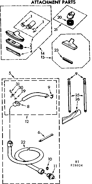 Kenmore 11626934 attachment parts diagram