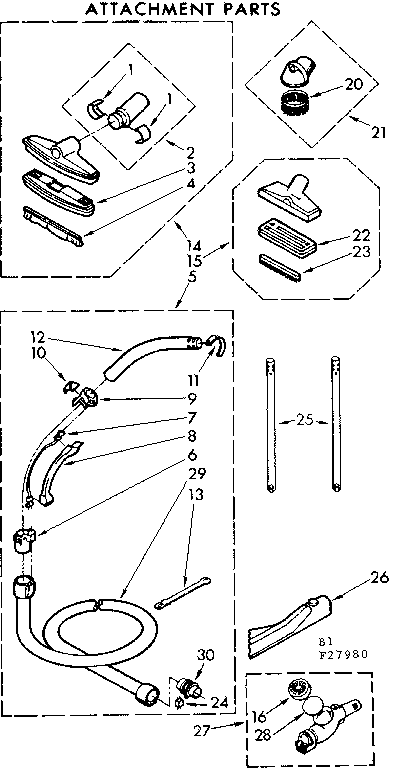 Kenmore 11627980 attachment parts diagram