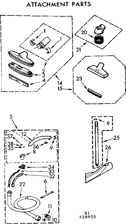 Kenmore 11628950 attachment parts diagram