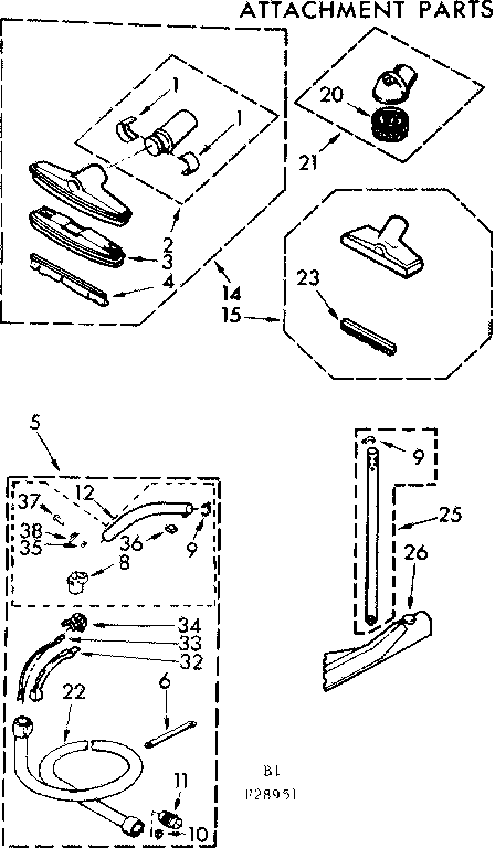 Kenmore 11628951 attachment parts diagram