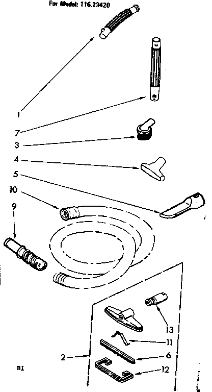 Kenmore 11629420 attachment parts diagram