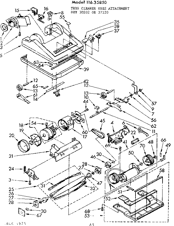 Kenmore 11635850 nozzle and motor assembly diagram