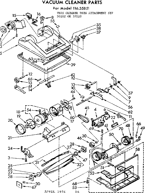 Kenmore 11635851 nozzle and motor assembly diagram