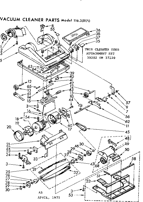 Kenmore 11635970 nozzle and motor assembly diagram