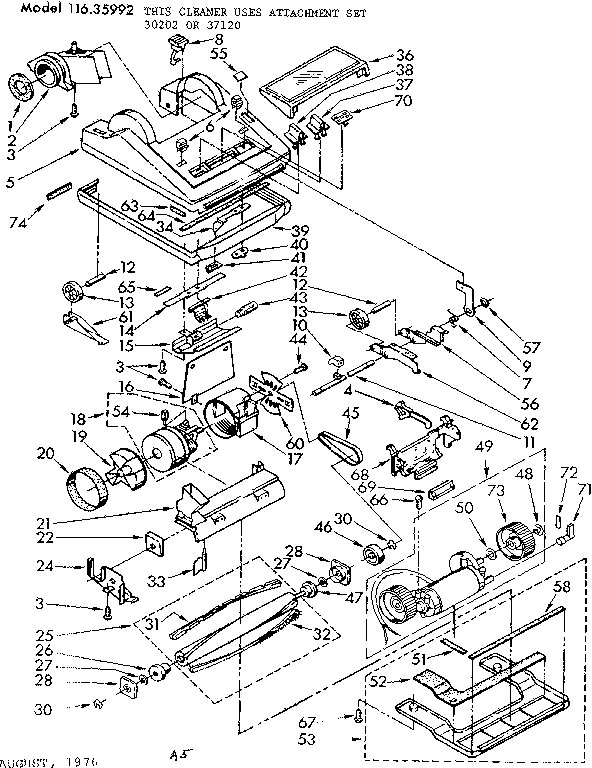 Kenmore 11635992 nozzle and motor assembly diagram