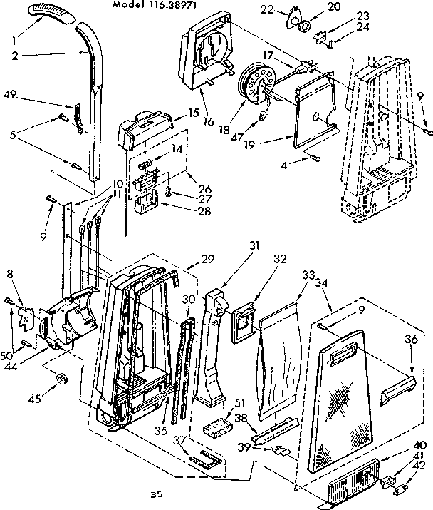 Kenmore 11638971 dust collector assembly diagram