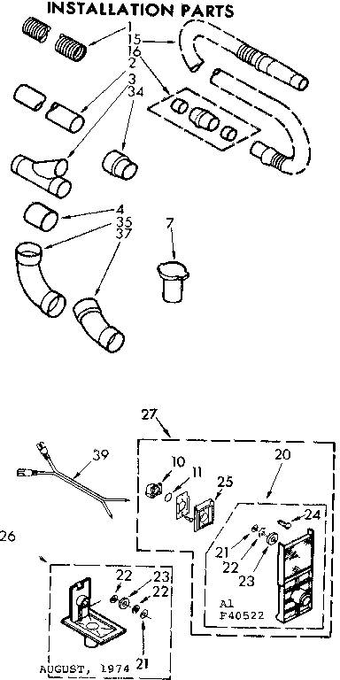 Kenmore 1164052291 installation parts diagram