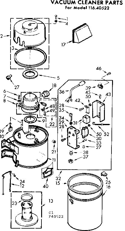 Kenmore 1164052291 unit parts diagram