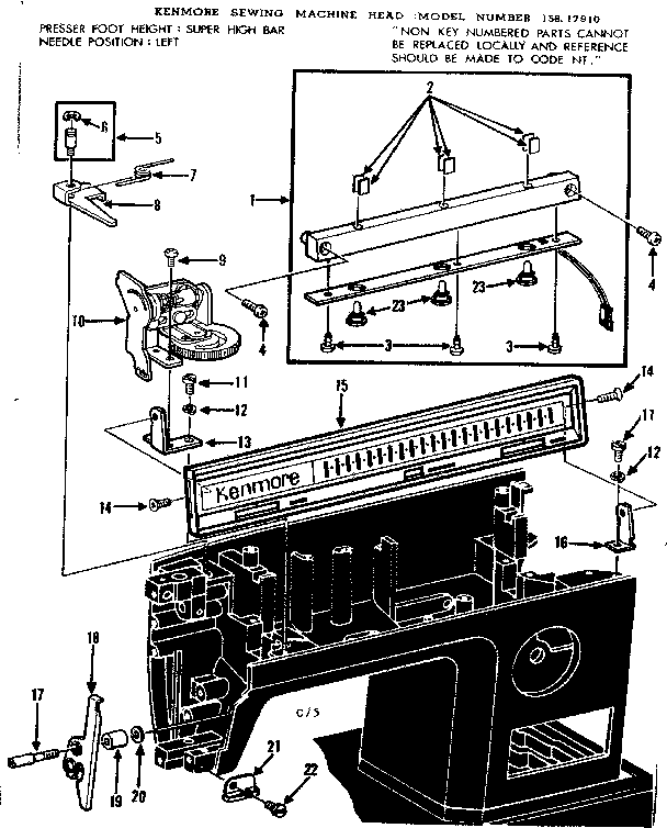 Kenmore 15817910 thread tension and control panel diagram