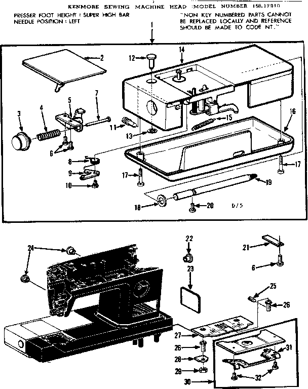 Kenmore 15817910 needle plate diagram