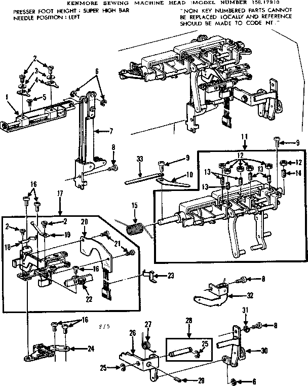 Kenmore 15817910 buttonhole control and cam follower diagram