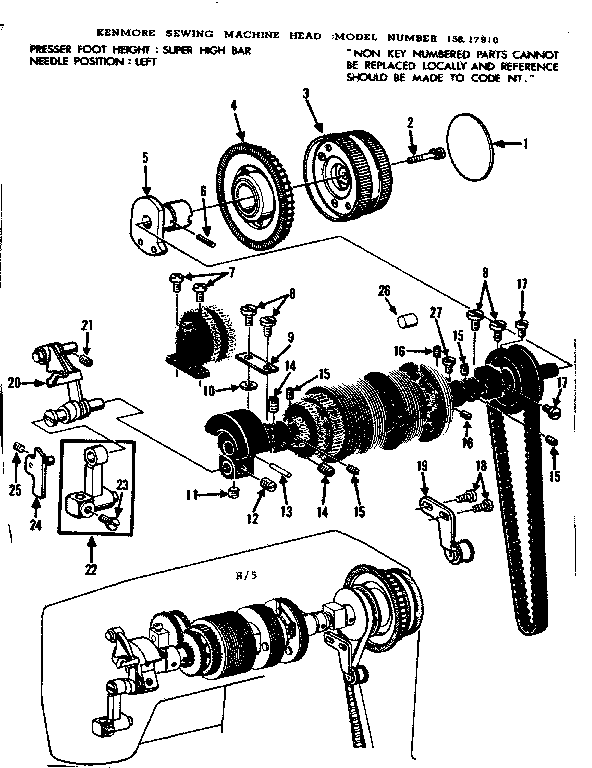 Kenmore 15817910 clutch wheel assembly diagram