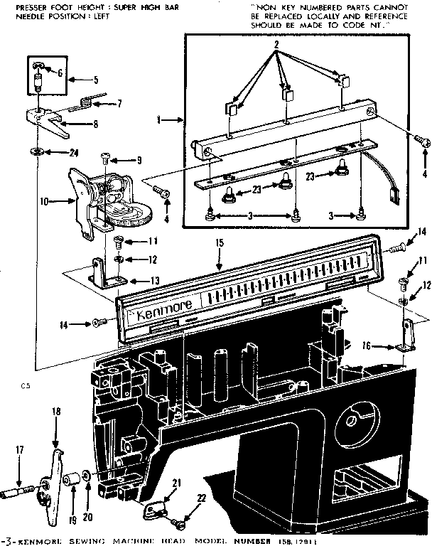 Kenmore 15817911 thread tension and control panel diagram