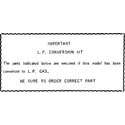 Kenmore 103108077 l.p. conversion kit diagram