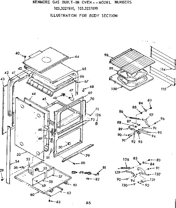 Kenmore 1033227810 body section diagram