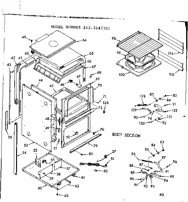 Kenmore 1033247301 body section diagram