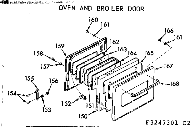 Kenmore 1033247301 oven and broiler door diagram