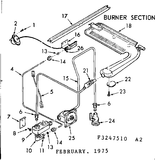Kenmore 1033247540 burner section diagram