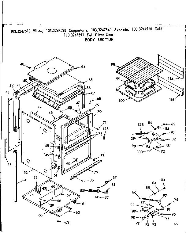 Kenmore 1033247540 body section diagram